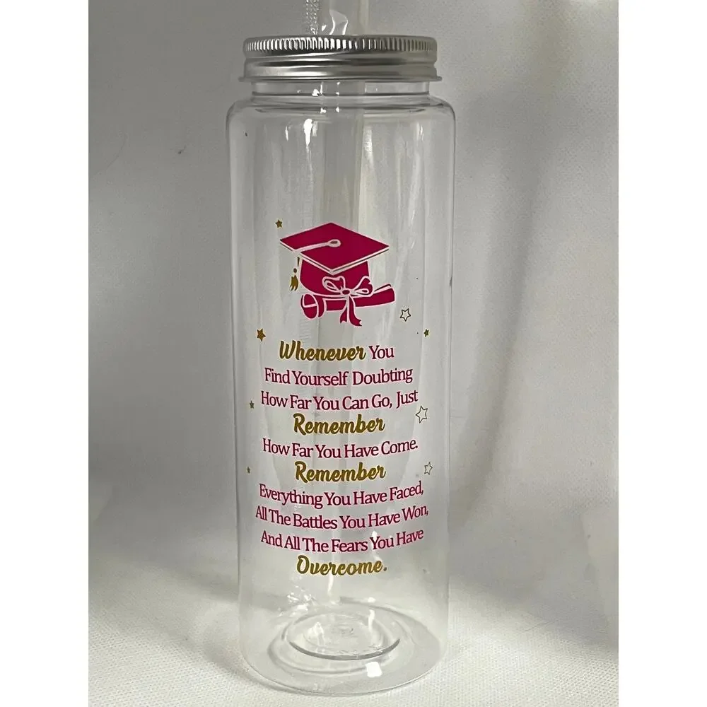 Graduation Tumblers (12) w/Lids & Straws 13.5 oz Reusable Party Cups